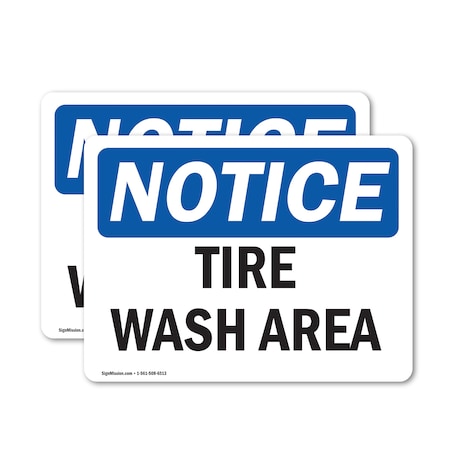 Signmission Tire Wash Area, 14 in W x Rectangle, Vinyl Decal OS-2PACK-NS-D-1014-L-18677